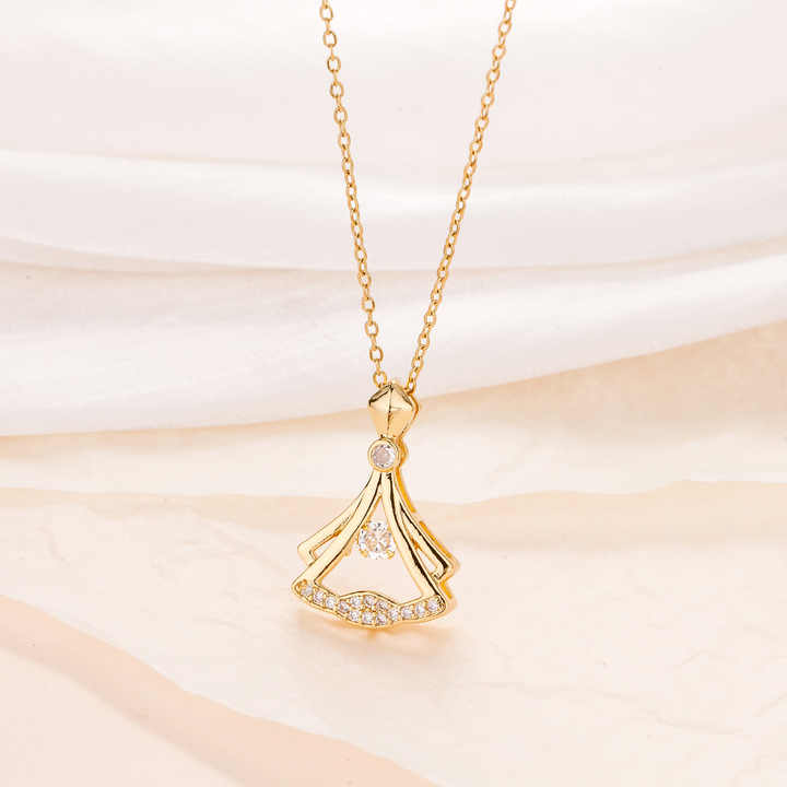 Diamond Shaped Gold Plated Necklace